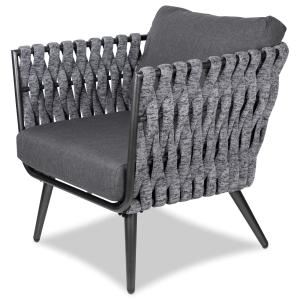 Montego Outdoor Rope Armchair in Gunmetal Grey with Charcoal Spun Poly Cushions
