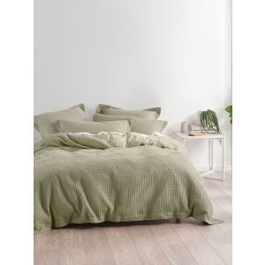 Deluxe Waffle Eucalyptus Quilt Cover Set