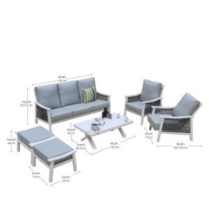 Pearl 6 Pc Outdoor Lounge Setting White