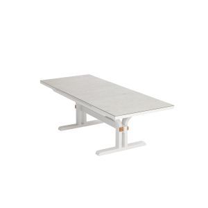 Metro 190/250 Extension Outdoor Dining Table White (Stone Flax Tabletop Finish)