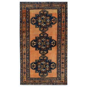 Handmade Vintage Persian Rug | 145 x 84 cm | 4'9
