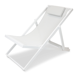 Chill Outdoor Deck Chair in Arctic White Aluminium Frame and Stone Grey Textilene