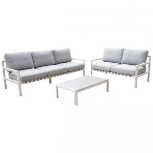 Manly White Outdoor Sofa Suite 3 + 2 With Coffee Table