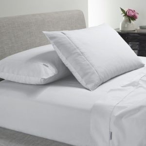 Heston 300 Thread Count Cotton Percale Sheet Set White by Bianca